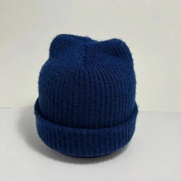 Vintage 90s White Tag Blue Nike Block Letter  Spellout Knit Beanie Hat Cap Toque - Picture 3 of 7